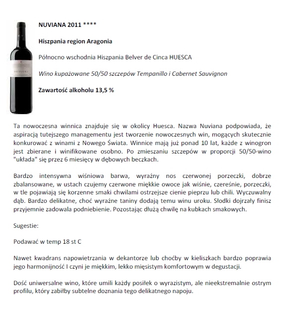 Wina dla Tawerny Marina w Eko Marina